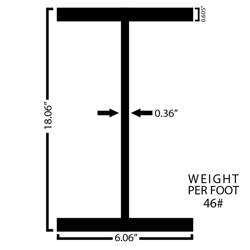Black Steel Wide Flange Beam
