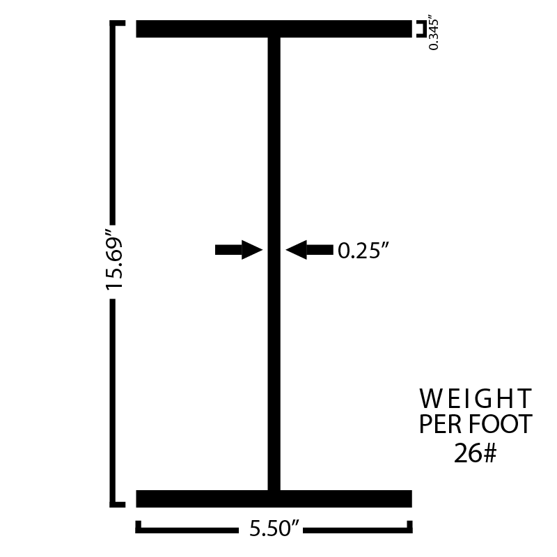 Black Steel Wide Flange Beam