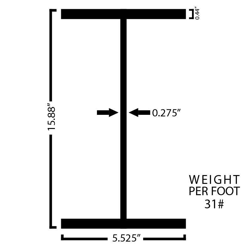 Black Steel Wide Flange Beam