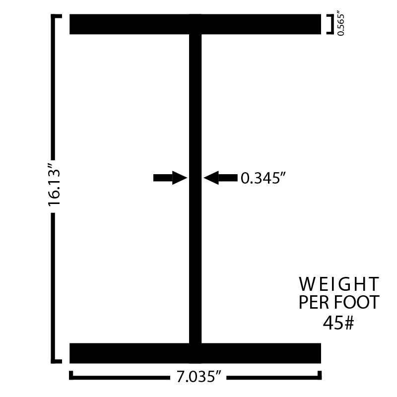 Black Steel Wide Flange Beam