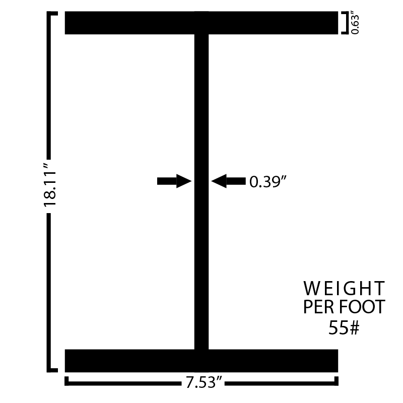 Black Steel Wide Flange Beam