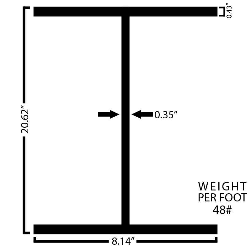 Black Steel Wide Flange Beam
