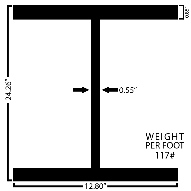 Black Steel Wide Flange Beam