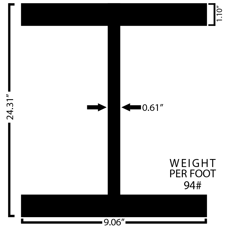 Black Steel Wide Flange Beam