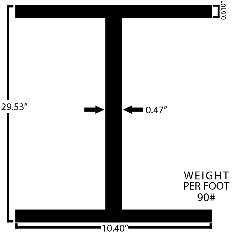 Black Steel Wide Flange Beam