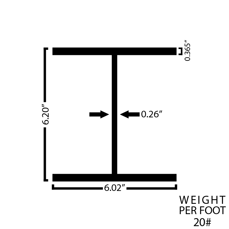Black Steel Wide Flange Beam