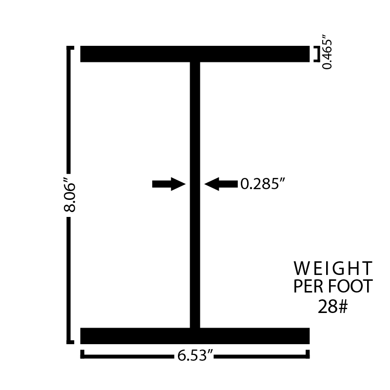 Black Steel Wide Flange Beam