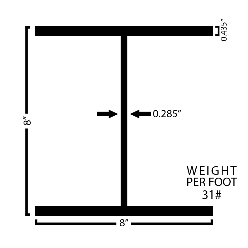Black Steel Wide Flange Beam