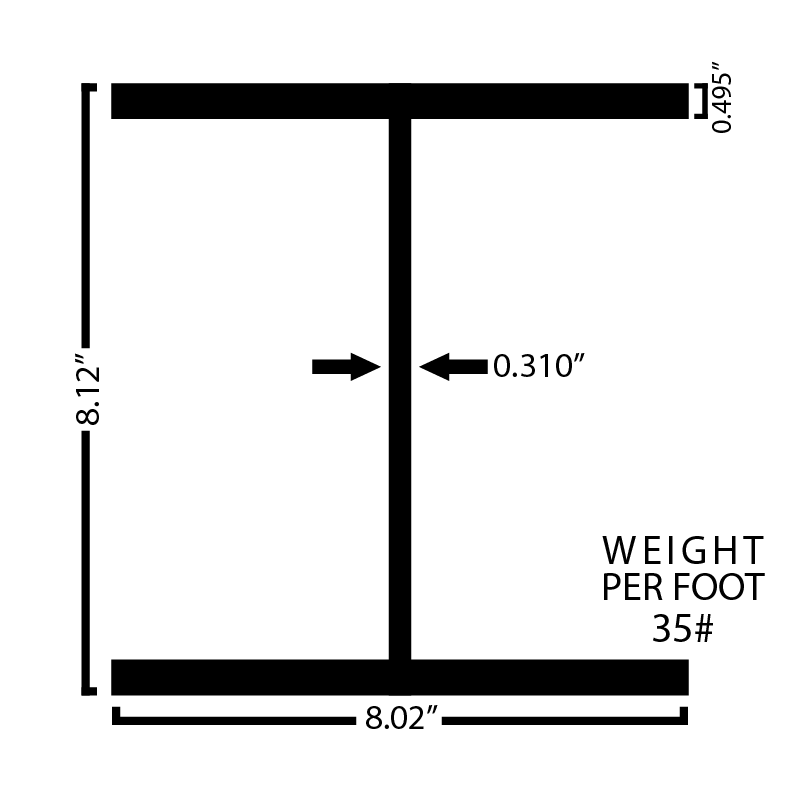 Black Steel Wide Flange Beam