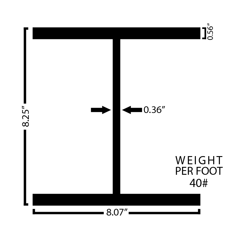 Black Steel Wide Flange Beam