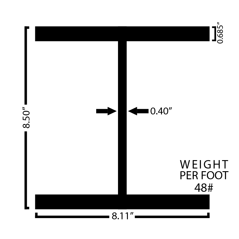 Black Steel Wide Flange Beam