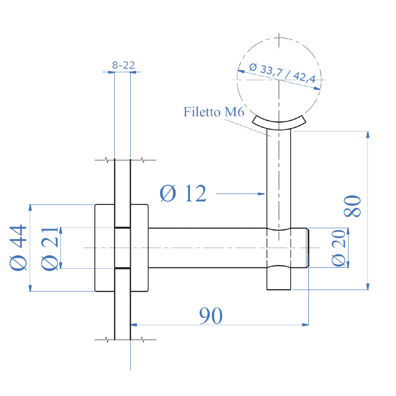 Inox® Glass Handrail Support